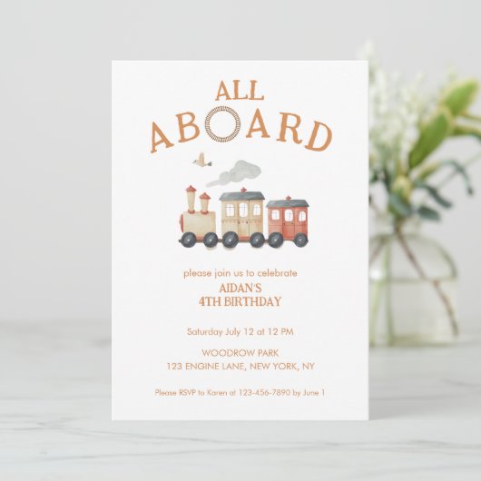 Invitation Tous à bord de n'importe quel train d'âge Annivers (Debout devant)