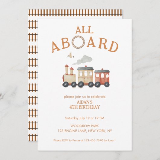 Invitation Tous à bord de n'importe quel train d'âge Annivers (Devant / Derrière)