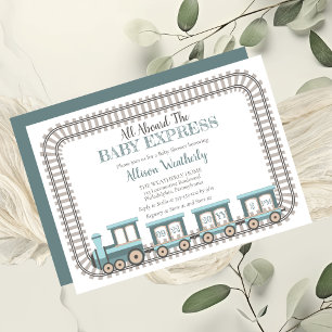 Invitation Tous à bord du Baby shower bébé Express Train Boy