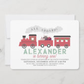 Invitation Tous à bord du train à vapeur Noël 1er anniversair (Devant)