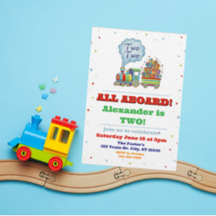 Invitation Tous à bord du train deux deux 2e anniversaire
