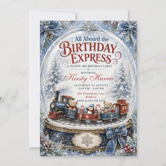 Invitation Tous à bord du Train Express d'anniversaire (Devant)