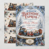 Invitation Tous à bord du Train Express d'anniversaire (Devant / Derrière)