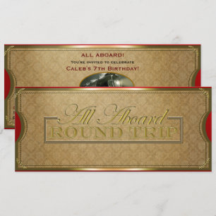 Invitation Tous à bord Red & Gold Christmas Train Party