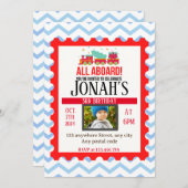 Invitation Tous à bord ! Thème du train (Devant / Derrière)