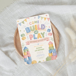 Invitation Tous âges, Blocs de construction enfants anniversa