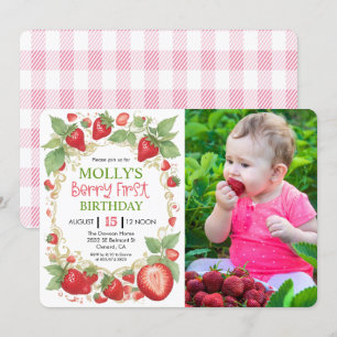 Invitation TOUS ÂGES - Photo d'anniversaire Very Berry Strawb