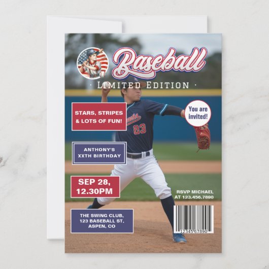 Invitation Tous American Boy Baseball Magazine Couverture Ann (Devant)