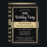 Invitation Tous Anniversaire Elegant Noir, Blanc et Gold Part<br><div class="desc">Famille Invitation et amis à une célébration élégante pour lui ou elle avec des invitations stylisées de fête d'anniversaire noir, blanc et or. Les images et le texte de ce modèle sont simples à customiser. Le design se compose d'une bordure en faux papier et d'une superposition de ruban, de calligraphie...</div>