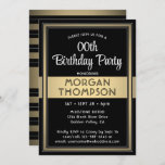 Invitation Tous Anniversaire Elegant Noir, Blanc et Gold Part<br><div class="desc">Famille Invitation et amis à une célébration élégante pour lui ou elle avec des invitations stylisées de fête d'anniversaire noir, blanc et or. Les images et le texte de ce modèle sont simples à customiser. Le design se compose d'une bordure en faux papier et d'une superposition de ruban, de calligraphie...</div>