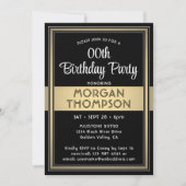 Invitation Tous Anniversaire Elegant Noir, Blanc et Gold Part (Devant)