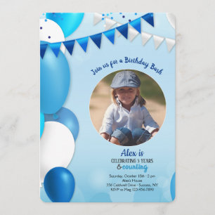 Invitation Tous dans l'invitation bleue d'anniversaire de