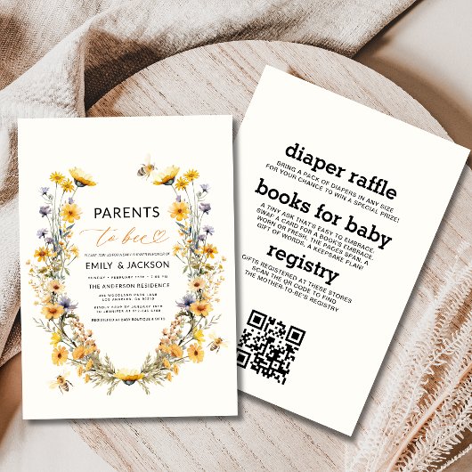Invitation Tous en un parents pour être Baby shower Fleur sau