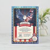 Invitation Tous les 4 Juillet américains - Fête de l'Indépend (Debout devant)