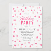 Invitation Tous les âges rose Confetti fête d'anniversaire (Devant)