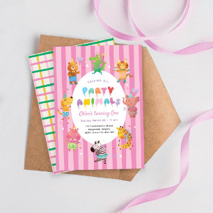 Invitation Tous les animaux de fête, Animaux mignons Filles R