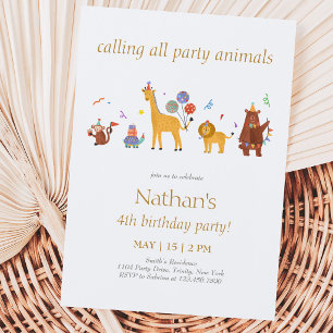 Invitation Tous les animaux de fête d'anniversaire