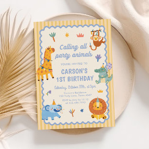 Invitation Tous les animaux de fête Safari Garçon Anniversair