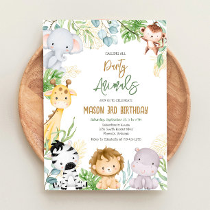 Invitation Tous les animaux de fête sont invités Anniversaire
