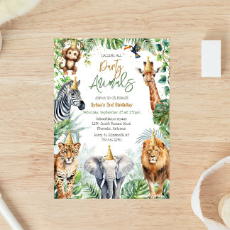 Invitation Tous les animaux de fête sont invités Anniversaire