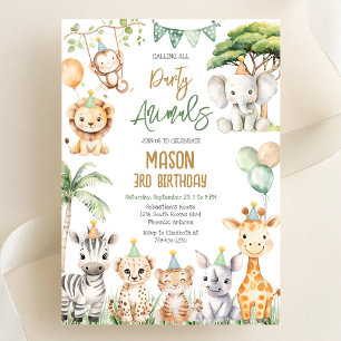 Invitation Tous les animaux de fête sont invités Anniversaire