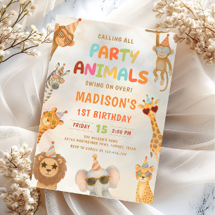 Invitation Tous les fêtards en safari 1er anniversaire
