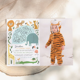 Invitation Tous les fêtards ! Photo de moderne d'anniversai