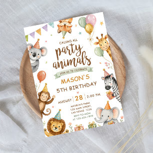 Invitation Tous les fêtards Safari Zoo Anniversaire
