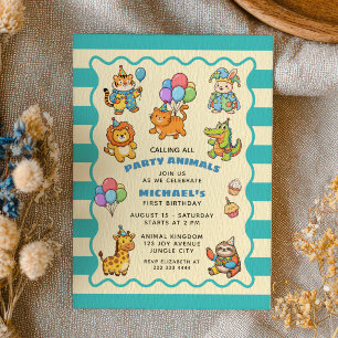 Invitation Tous les fêtards sont invités Blue ZOO Premier Ann