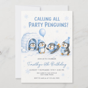 Invitation Tous les manchots de fête pour l'anniversaire des