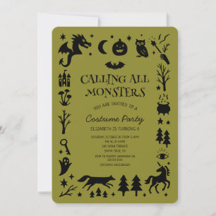 Invitation Tous les monstres mignons Halloween anniversaire d