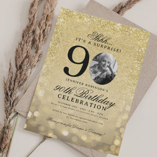 Invitation TOUS LES OR SURPRISE Photo Glam 90e Anniversaire
