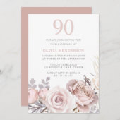 Invitation Tous les saisons Dusty Rose & Blush 90e anniversai (Devant / Derrière)