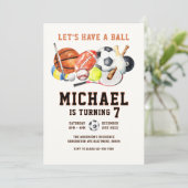 Invitation Tous les sports Faisons un bal Boy Anniversaire (Debout devant)