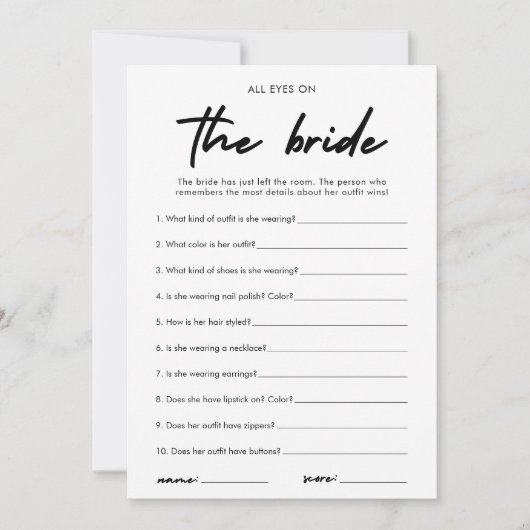 Invitation Tous Les Yeux Modernes Sur Le Jeu De Fête des mari (Devant)