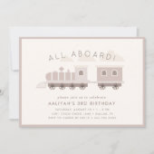 Invitation Tout À Bord ! Filles Train fête d'anniversaire (Devant)