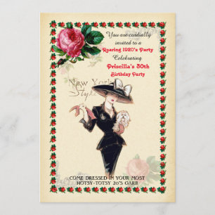 Invitation tout âge, 60e, Fête d'anniversaire, Style Gatsby,
