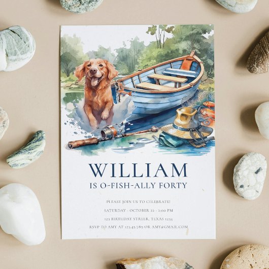 Invitation Tout âge Adulte Pêche Anniversaire