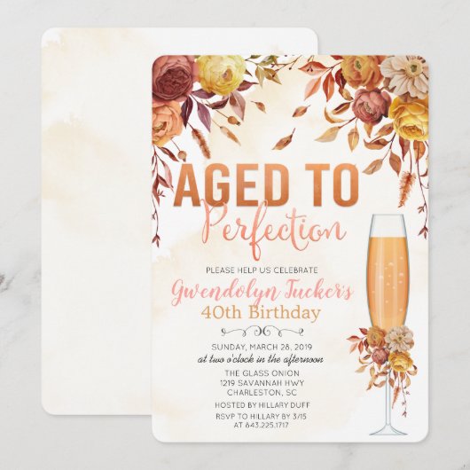 Invitation TOUT ÂGE - Âgé à la perfection Anniversaire Invita (Devant / Derrière)