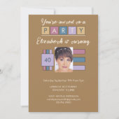 Invitation Tout âge ajouter photo nom brun fête d'anniversair (Devant)