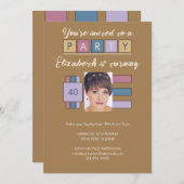 Invitation Tout âge ajouter photo nom brun fête d'anniversair (Devant / Derrière)