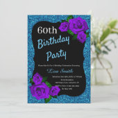 Invitation Tout âge Anniversaire Bleu Parties scintillant Vio (Debout devant)