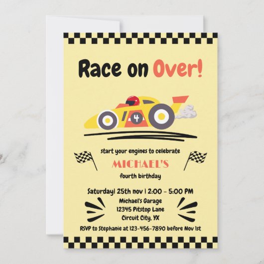 Invitation Tout âge Anniversaire Course sur plus de course Ja (Devant)