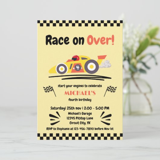 Invitation Tout âge Anniversaire Course sur plus de course Ja (Debout devant)