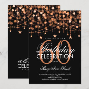 Invitation Tout âge Anniversaire Cuivre Chaîne Lights & Stars