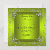 Invitation Tout âge Anniversaire Fête Chartreuse Jaune Vert (Dos)