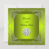 Invitation Tout âge Anniversaire Fête Chartreuse Jaune Vert (Devant)