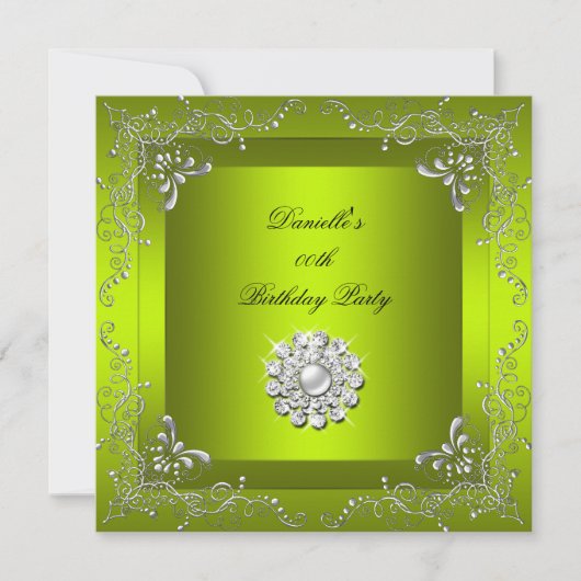 Invitation Tout âge Anniversaire Fête Chartreuse Jaune Vert (Devant)