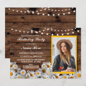 Invitation Tout âge Anniversaire Fête Daisy Bois Photo Invita (Devant / Derrière)