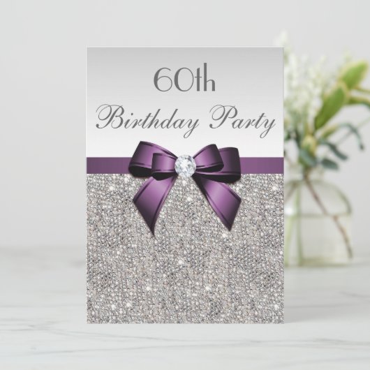 Invitation Tout âge Anniversaire Fête d'Argent Séquence Viole (Debout devant)
